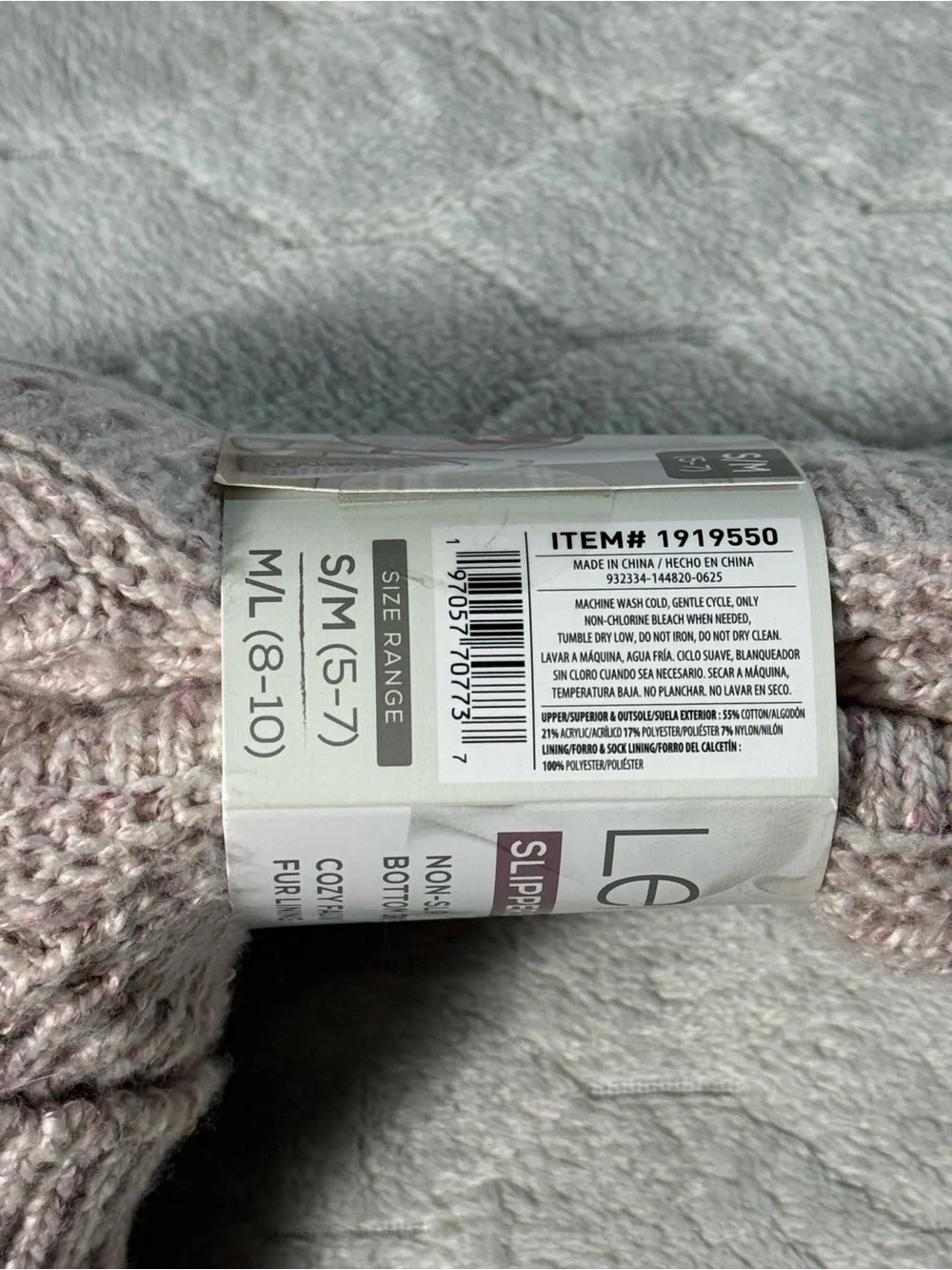 Lemon Slipper Socks NWT Pink Heather Faux Fur Lined Non Slip S/M 5-7